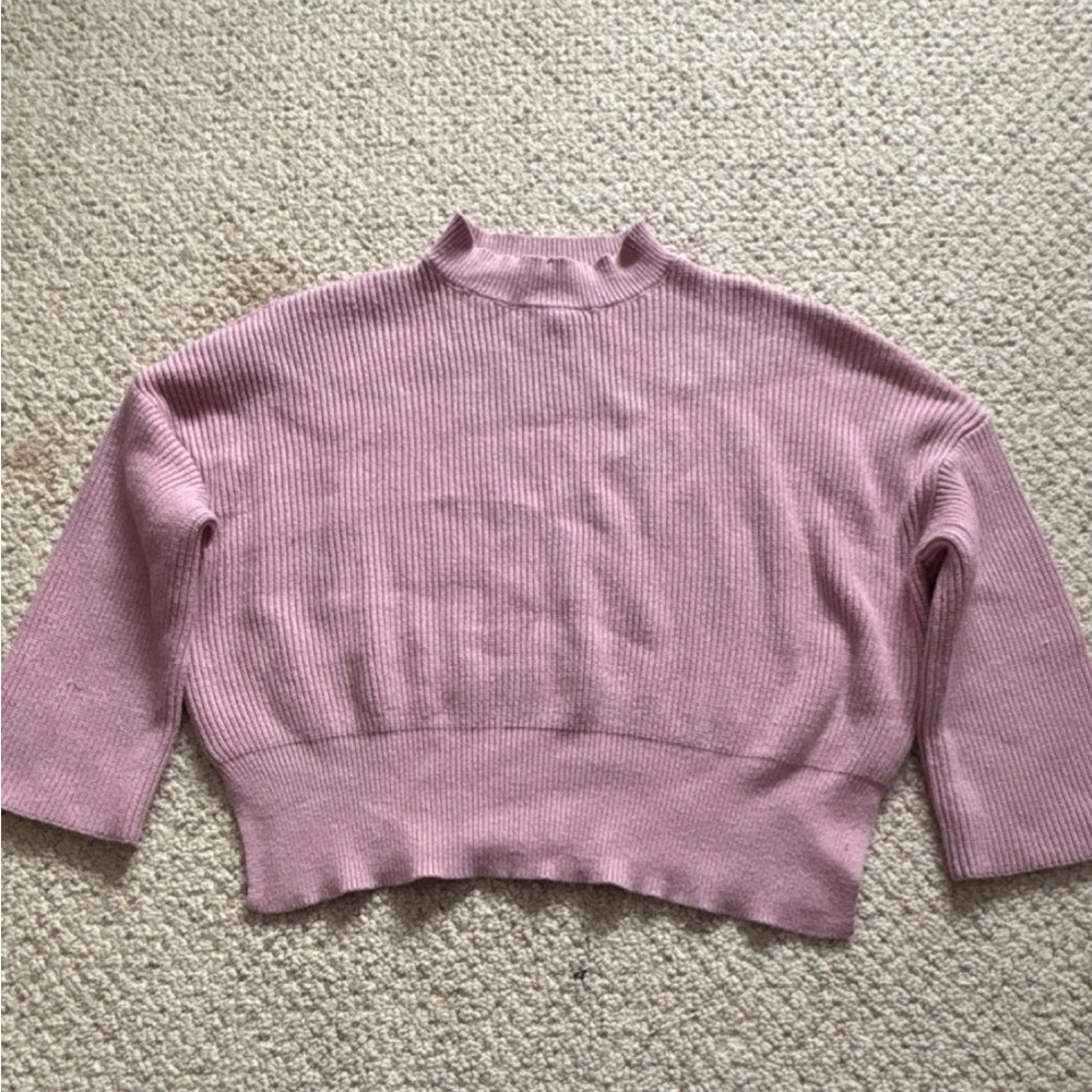 Dusty Rose Ribbed Knit Sweater